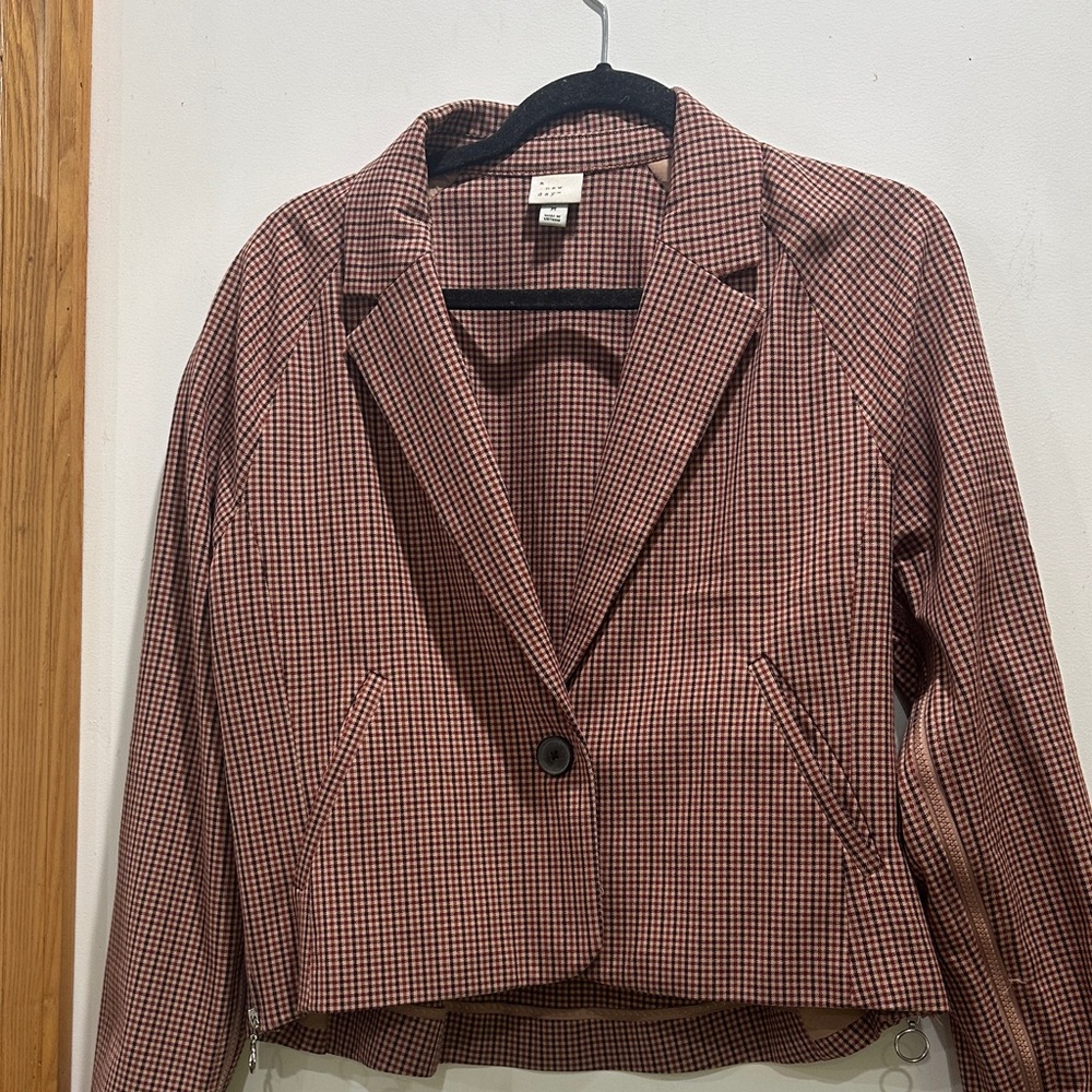a new day Red and Black Checkered Blazer